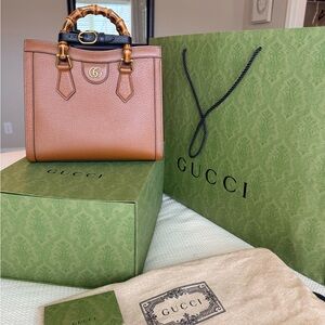 Gucci Diana Tan Leather Satchel with Bamboo Handles